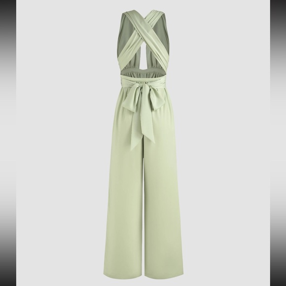 NWT Mint Satin Halter Jumpsuit - Picture 4 of 5
